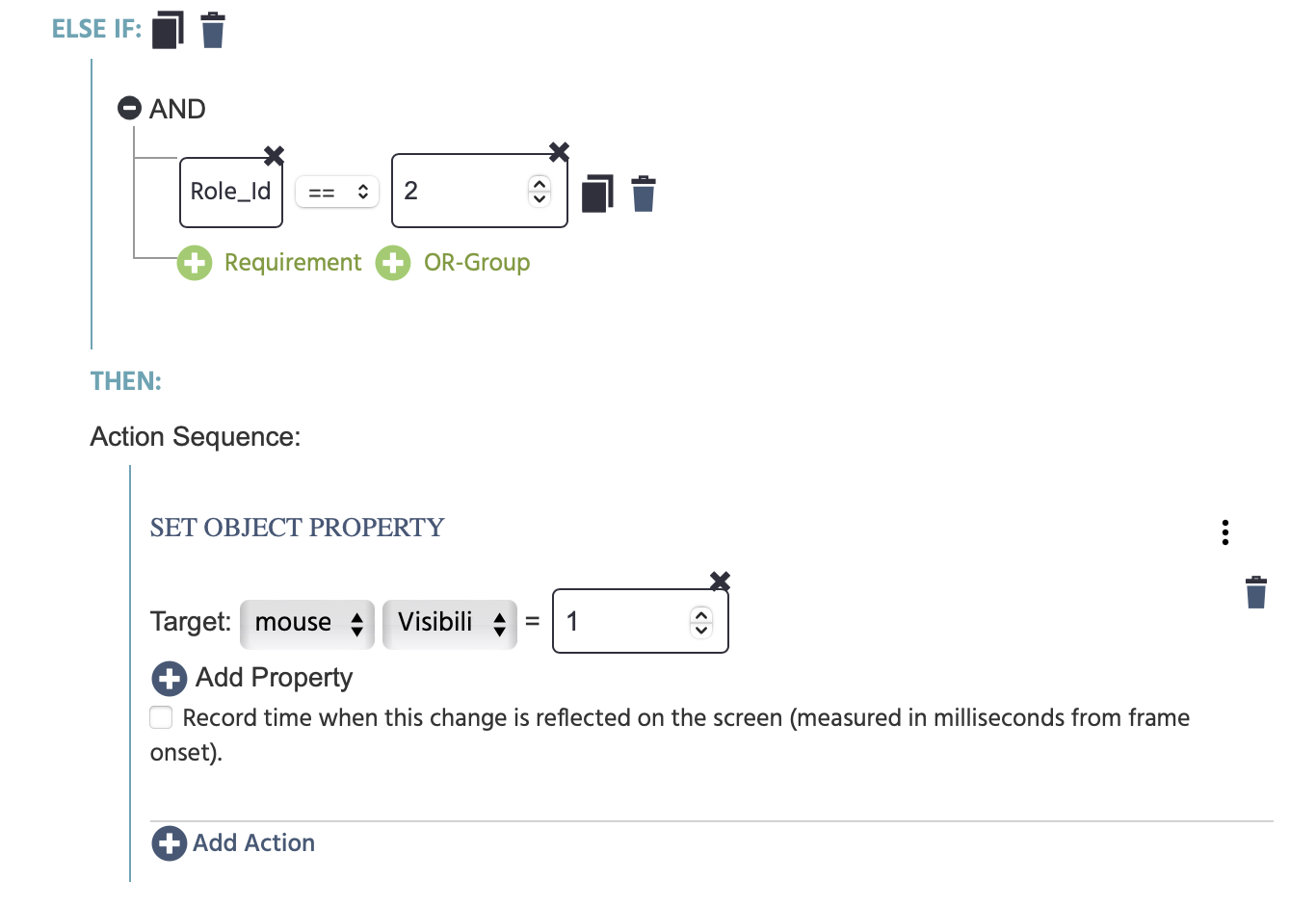 specifying that if the Role id of the second participant is 2 then record the mouse tracking data