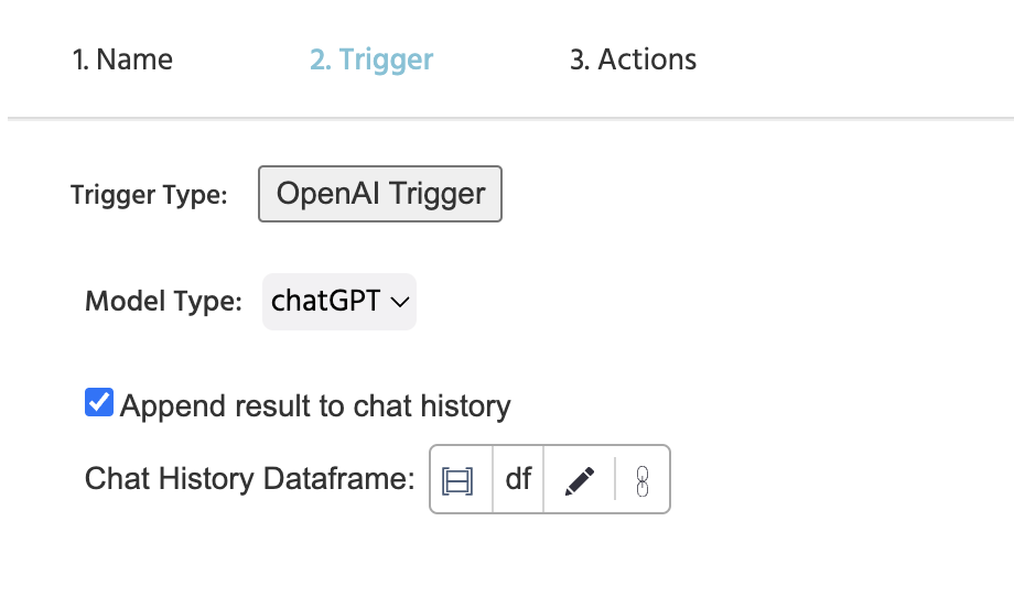 The OpenAI Trigger for sending the prompt to OpenAI