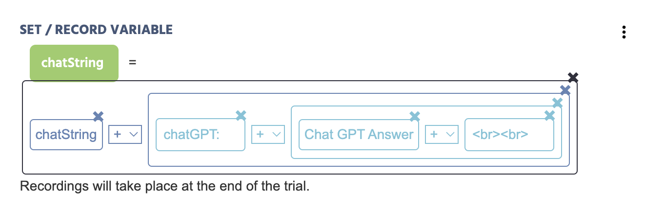 Setting up the chat string variable to append the answer from ChatGPT