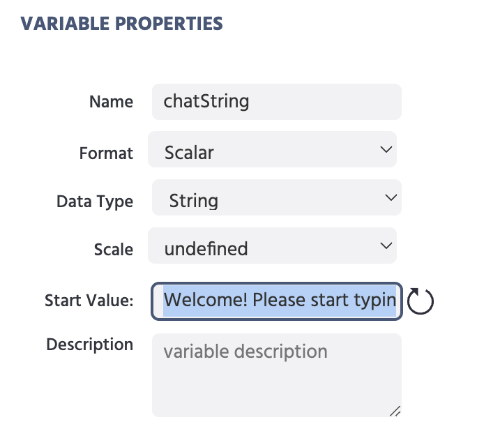 Input a start value in a variable.