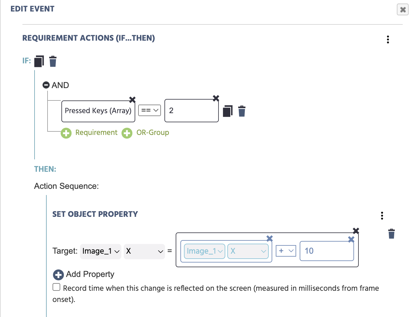 If/ then condition to assign specific actions to game pad keys