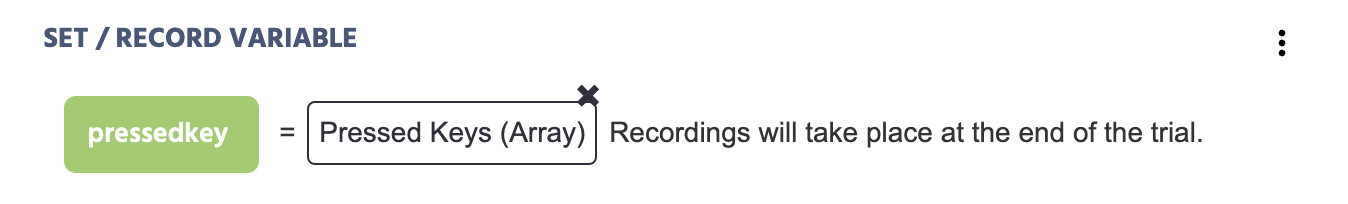 Variable recording the key values being pressed