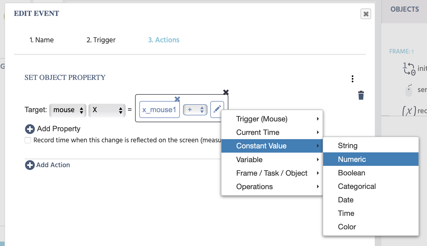 Choosing the constant value option