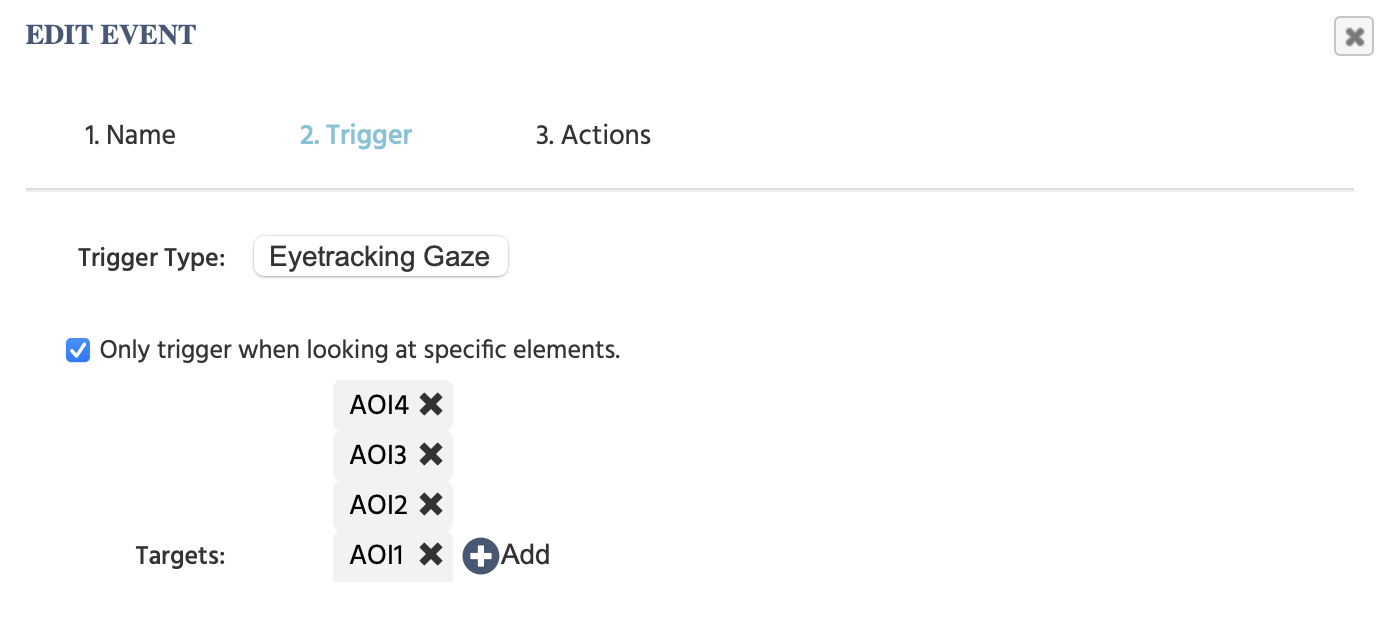 Specifying the target Areas of Interest (AOIs) for the webcam-based eye tracking experiment.