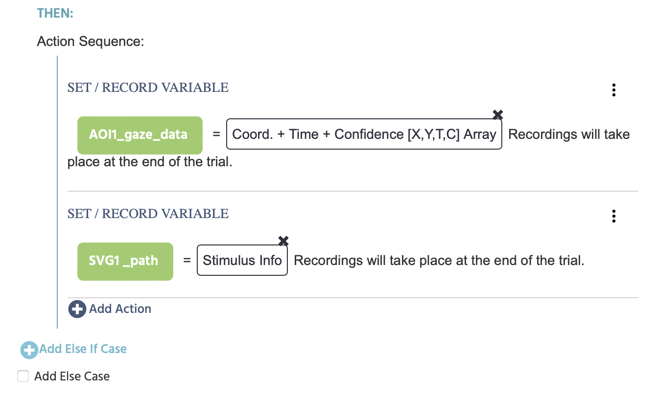 Specifying what actions occur when the gaze is on AOI1.