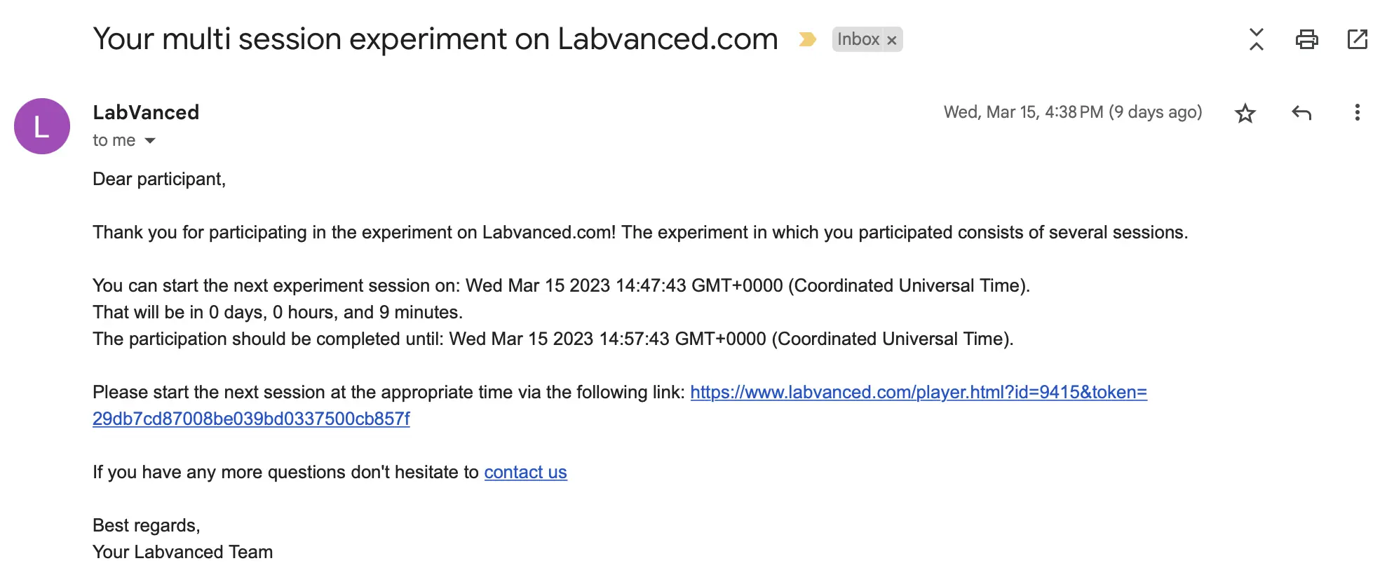 Sitzung E-Mail Beispiel