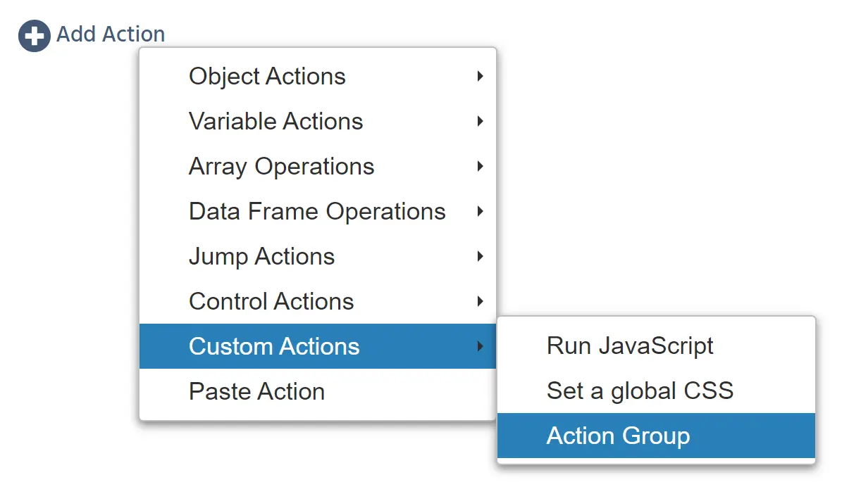 Agregar un grupo de acciones