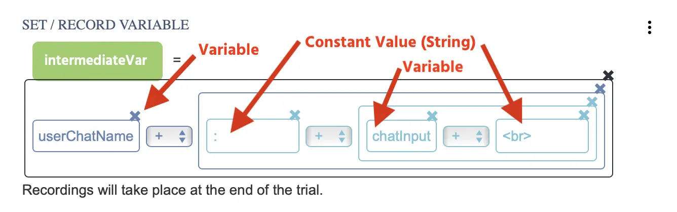 Ejemplo de operaciones aritméticas utilizadas para crear una nueva variable de cadena.