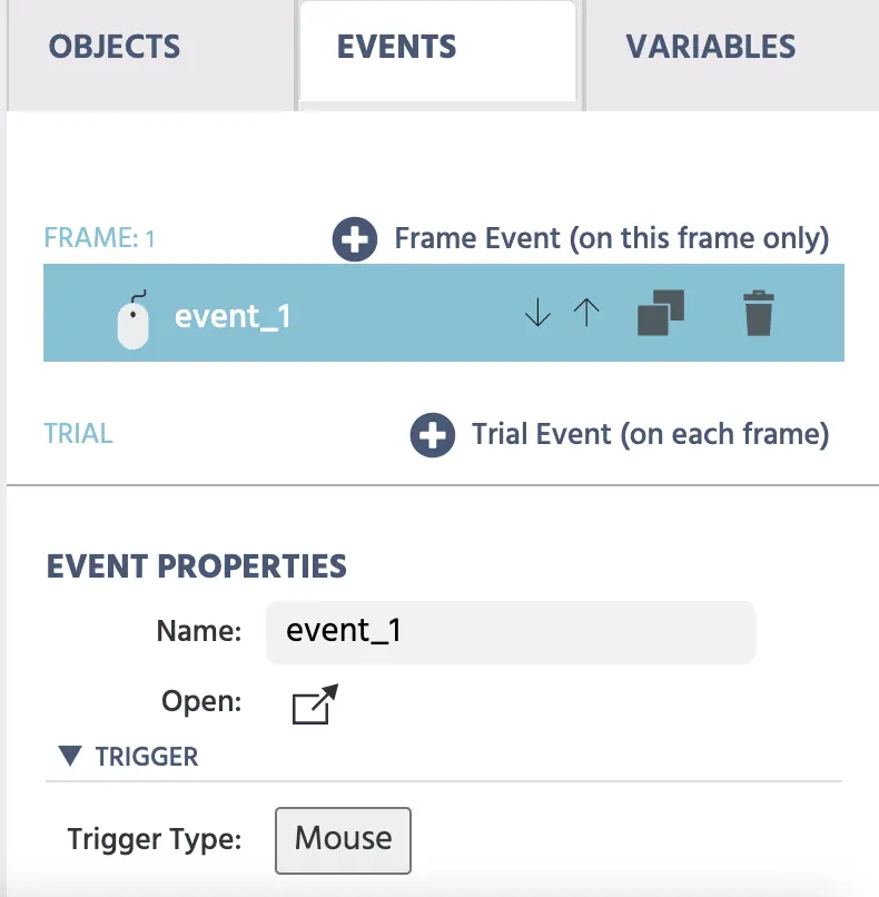 Añadiendo un evento en Labvanced
