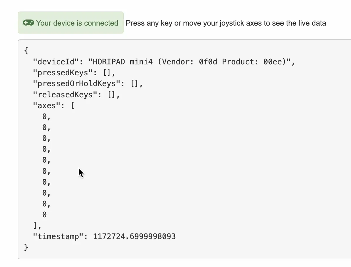 transmisión de datos en vivo del disparador de gamepad
