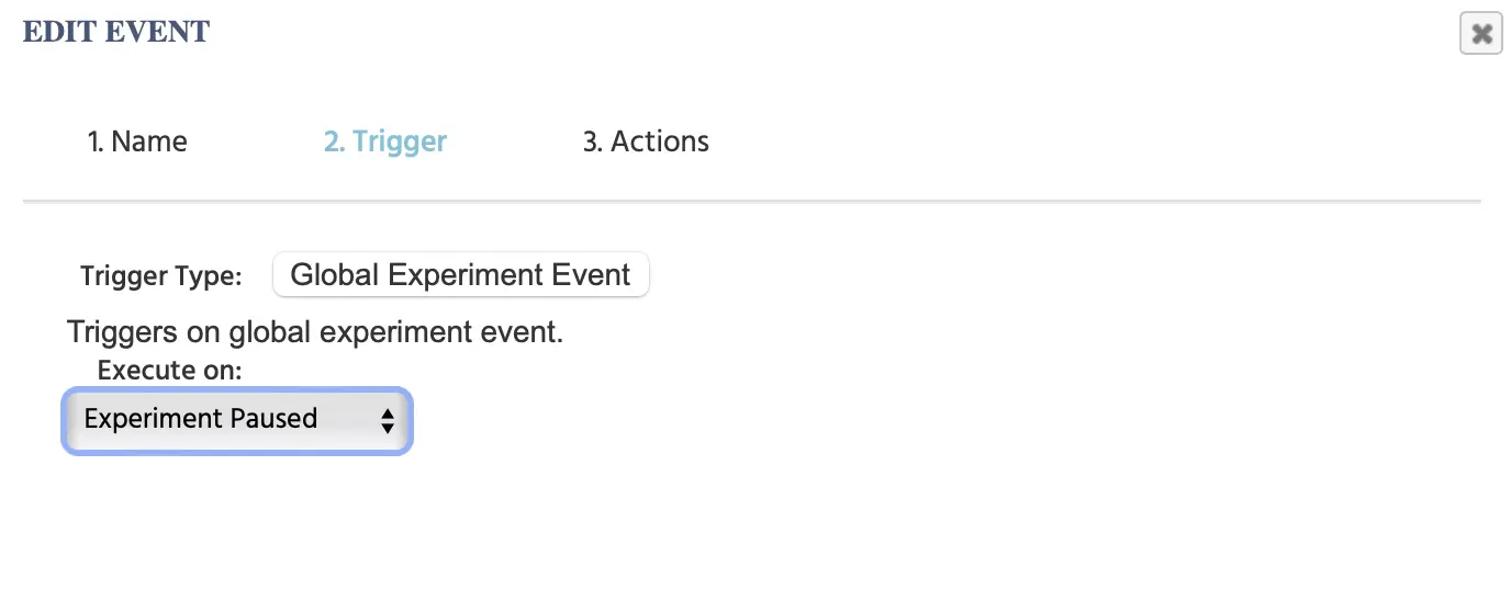 Menú de diálogo para este disparador global