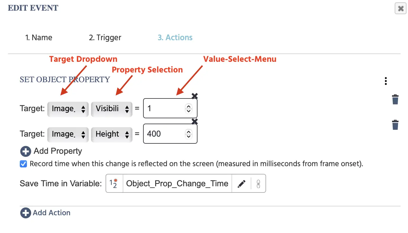Ejemplo de una Acción de Objeto en Labvanced.
