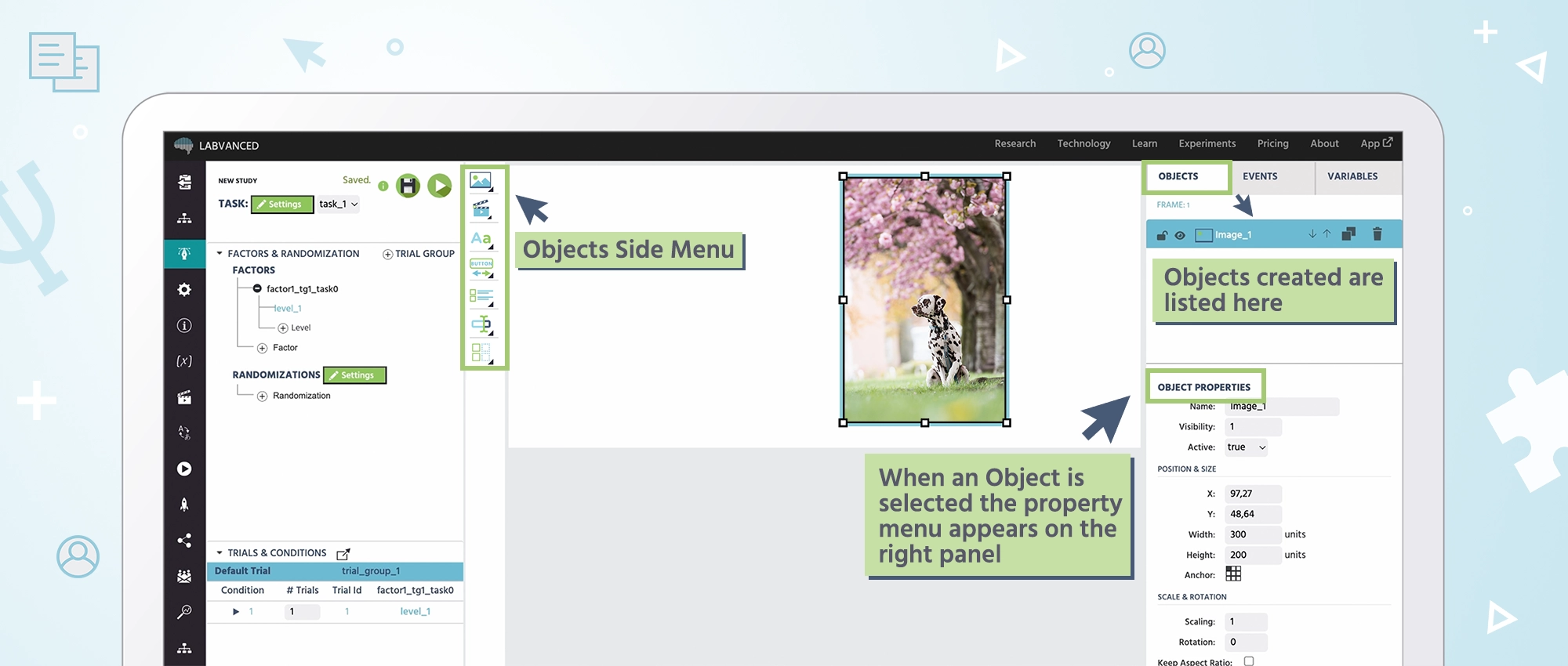 Explaining the context of the object in the editor.