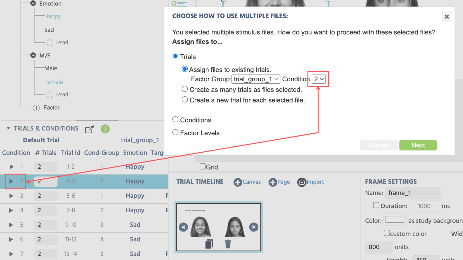 Asignando archivos a un objeto en Labvanced.