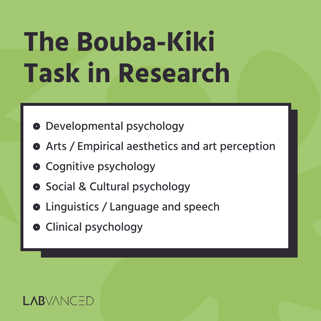 Areas of research where the bouba-kiki or takete maluma effect is observed and used.