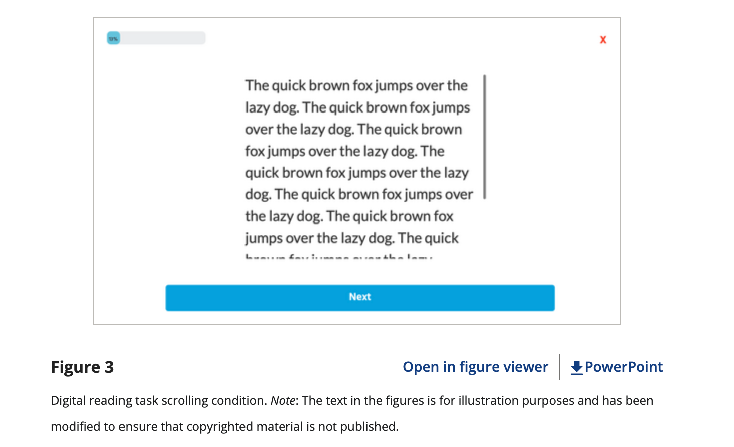 Example of the scrolling condition from the Digital Reading Task implemented in Labvanced, relevant for educational psychology research.